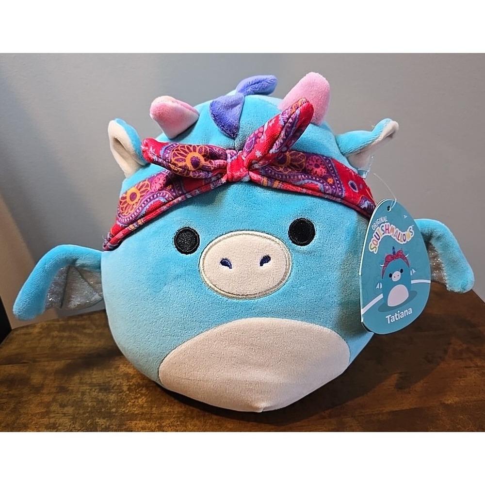 Squishmallows Tatiana Dragon 8" Plush Toy Stuffed Animal Blue Kellytoy NEW